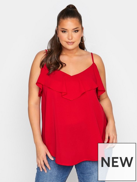 yours-yours-curve-frill-cami-solid-red