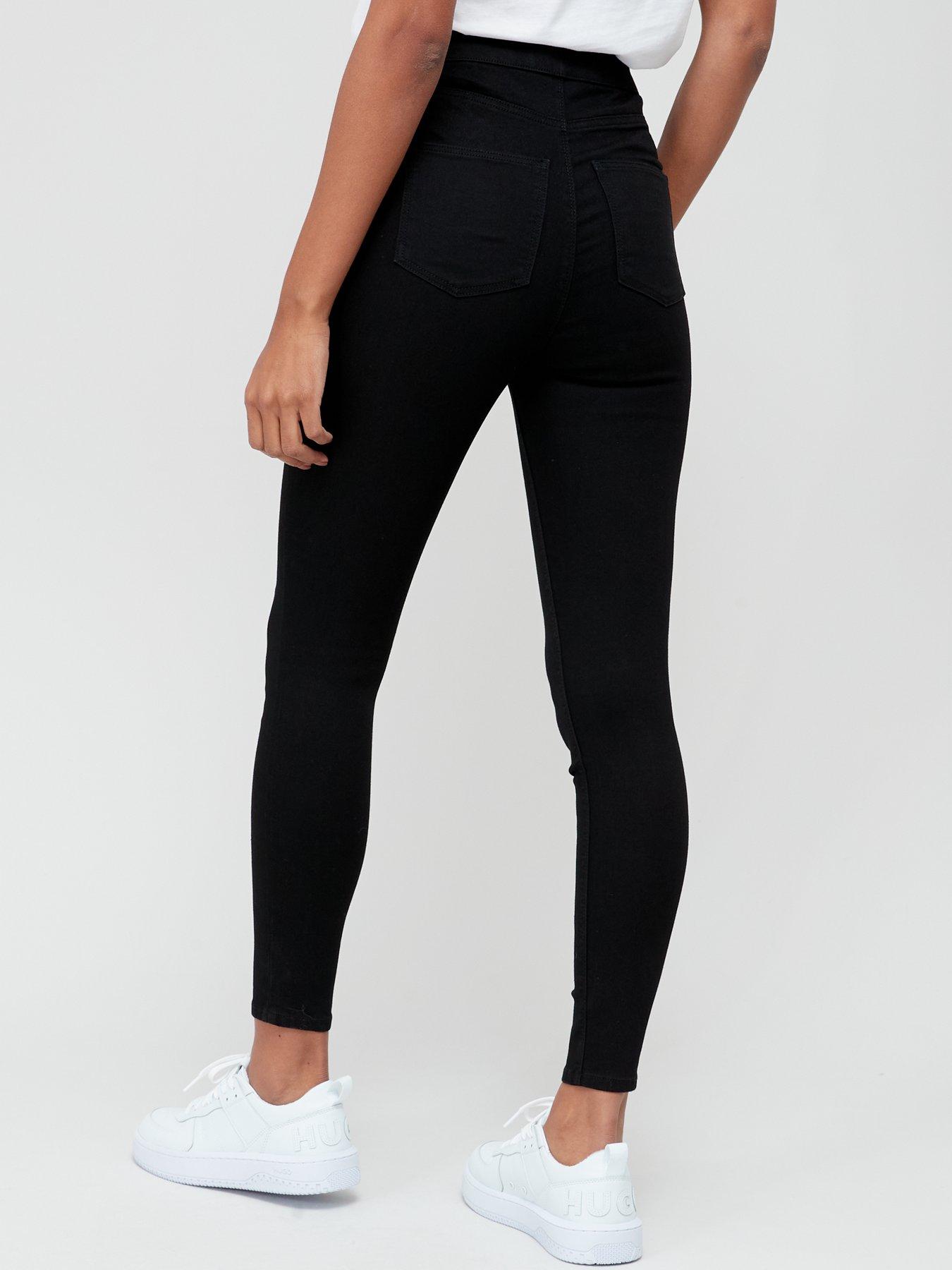 Topshop Tall full length heavy weight leggings with deep waistband in black