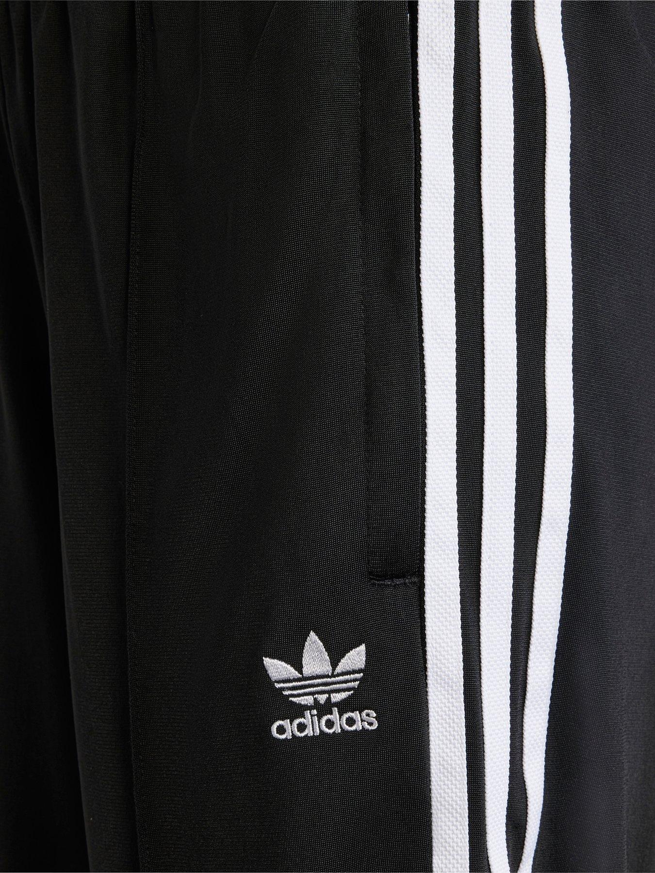 adidas Originals adicolor three stripe wide leg pants in black