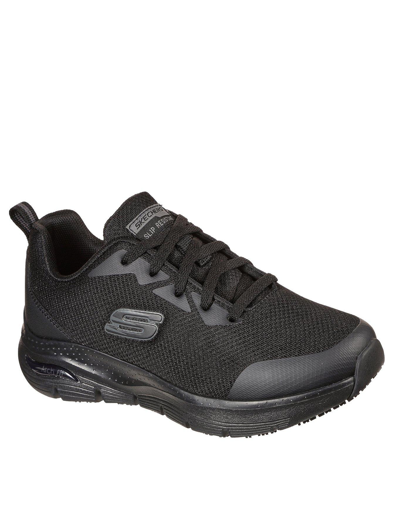 Skechers Arch Fit Sr Lace Up Athletic Workwear Trainers - Black | very ...