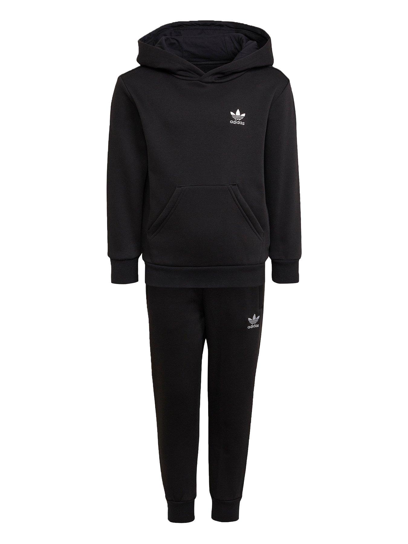 Adidas originals best sale essential tracksuit black