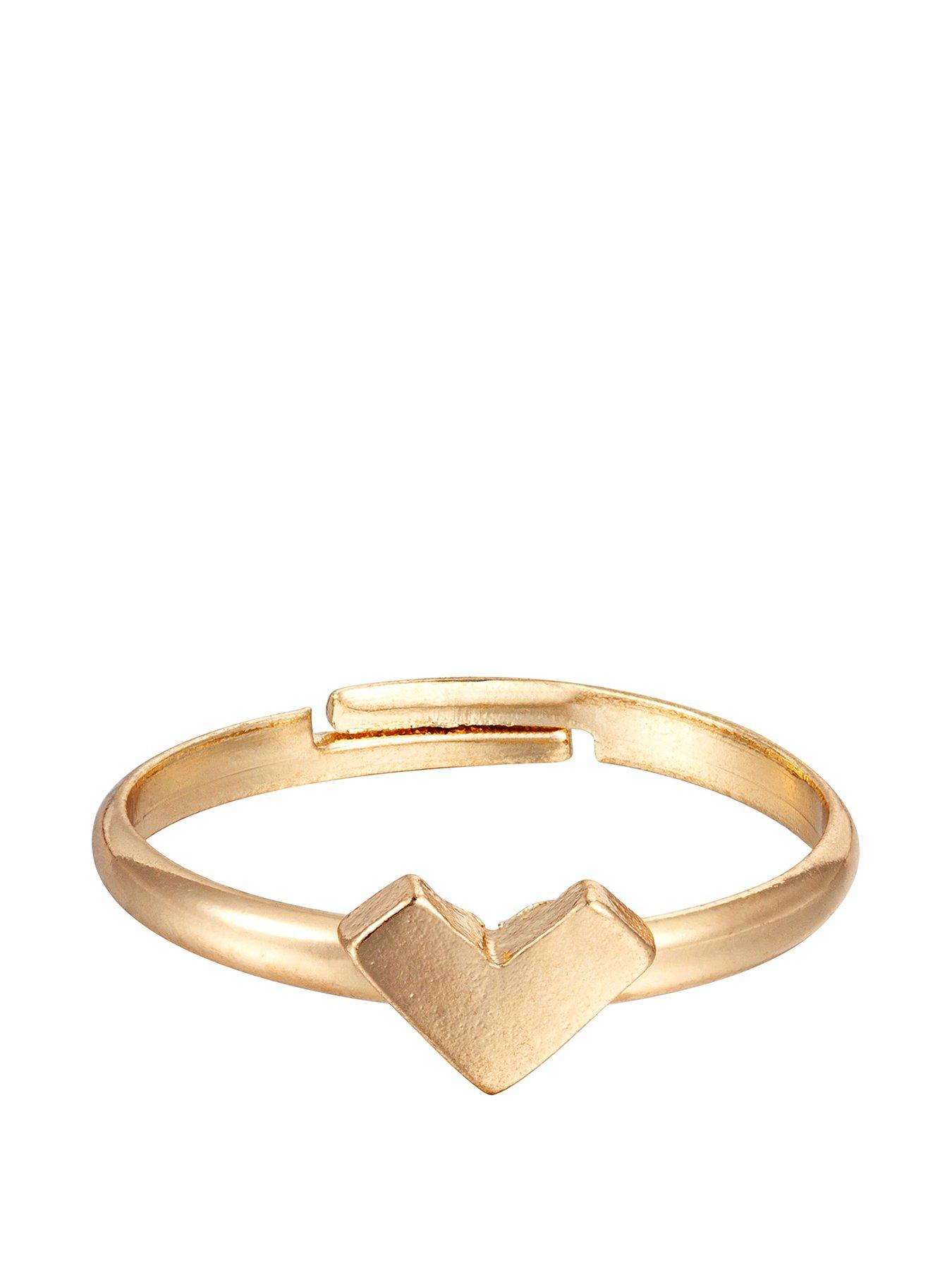 Product photograph of Gold Plated Triangle Adjustable Signet Dress Ring from very.co.uk