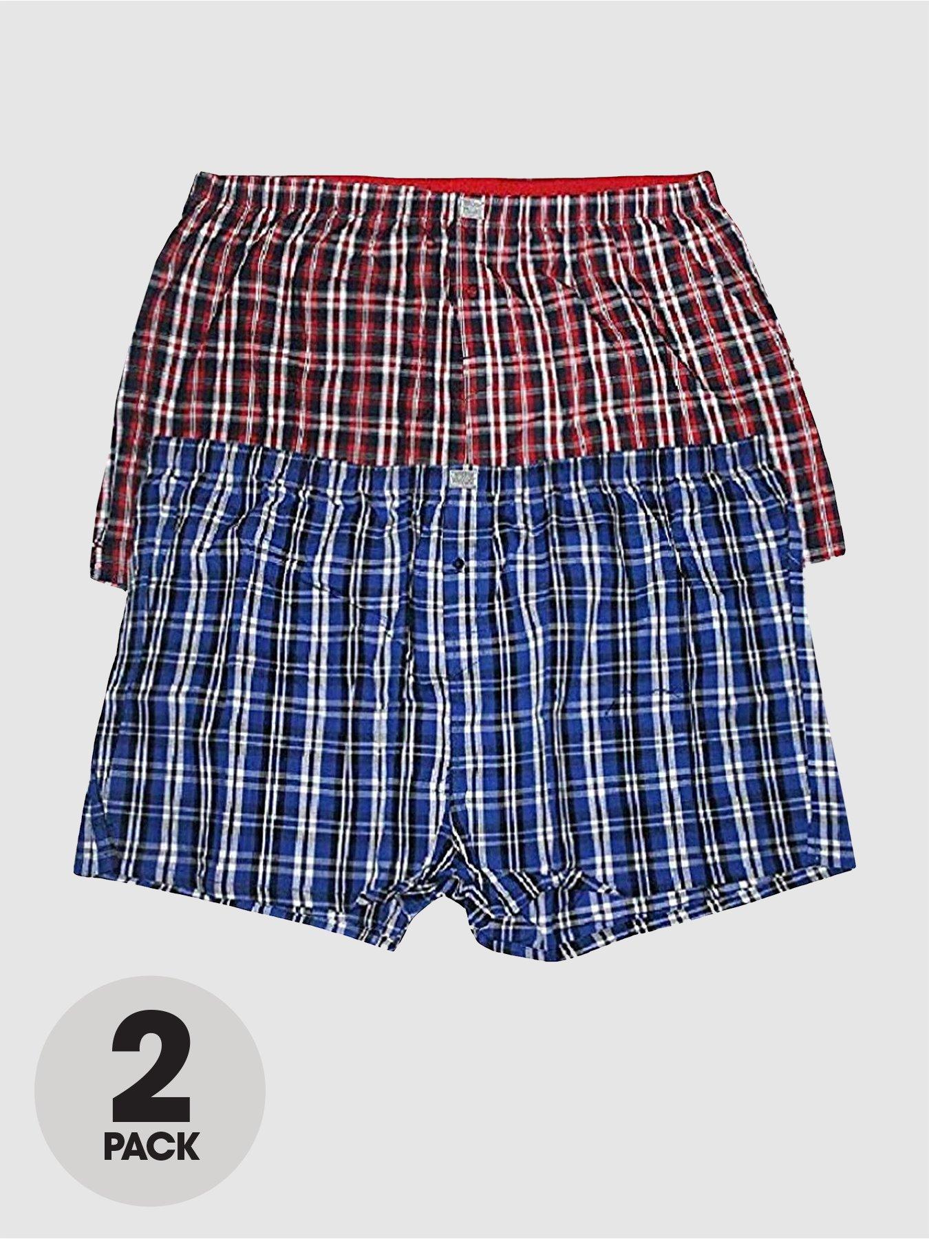 D555 Plaid Pack Of Two Woven Boxer Shorts, Multi, Size 8Xl, Men