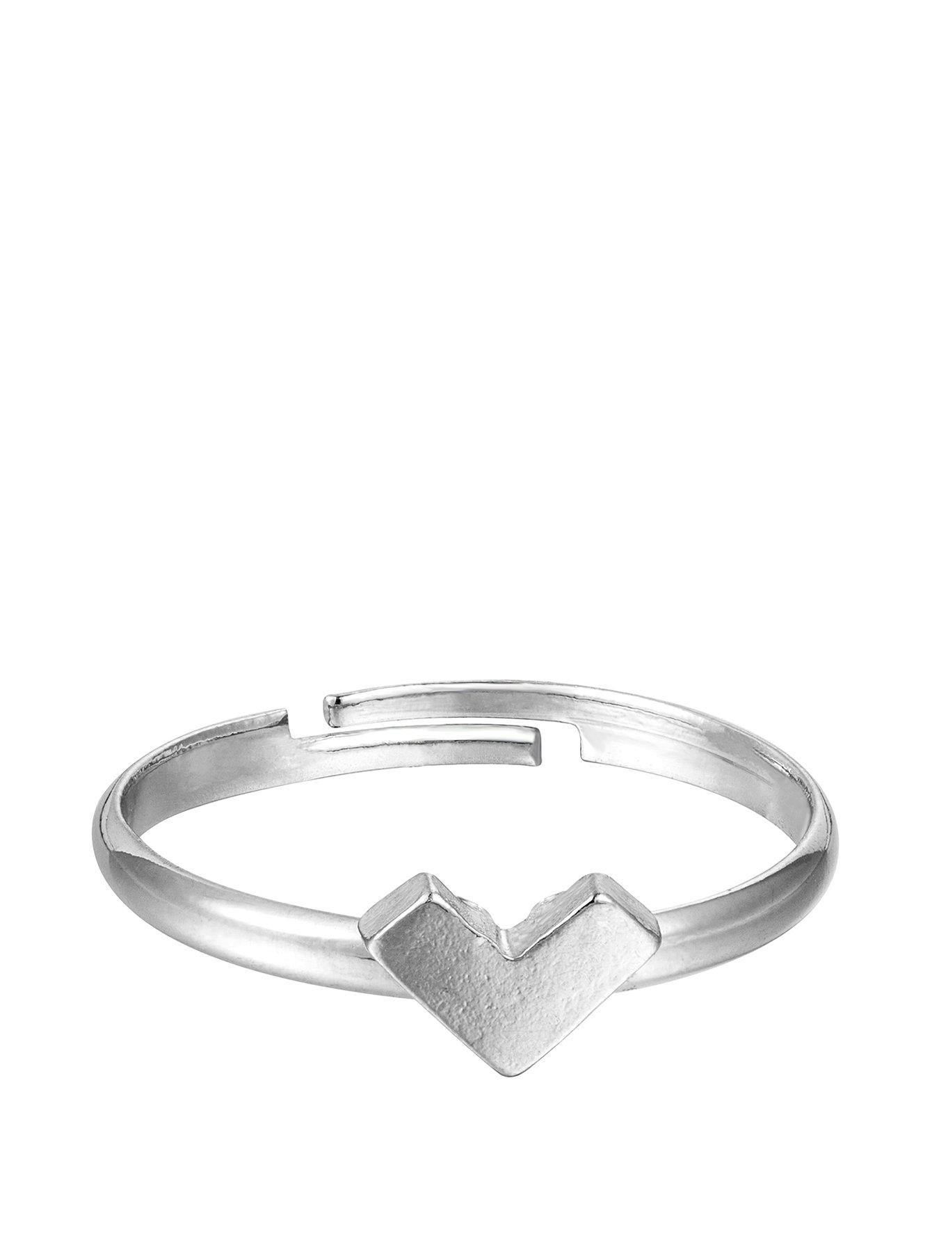 Product photograph of Silver Plated Triangle Adjustable Signet Dress Ring from very.co.uk
