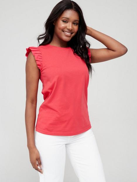 v-by-very-ruffle-sleeve-top-coral