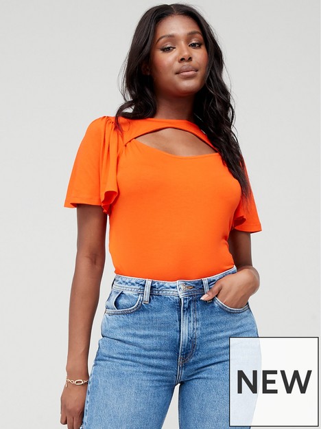v-by-very-cut-out-angel-sleeve-top-orange