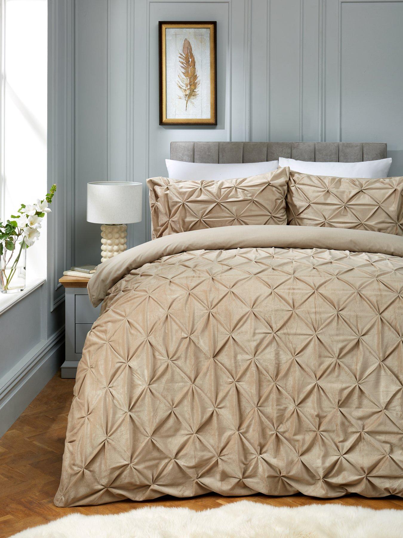 Product photograph of Stella Pintuck Duvet Cover Set - Champagne from very.co.uk