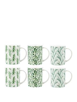 Product photograph of Waterside Fern Leaf Set Of 6 Mugs from very.co.uk