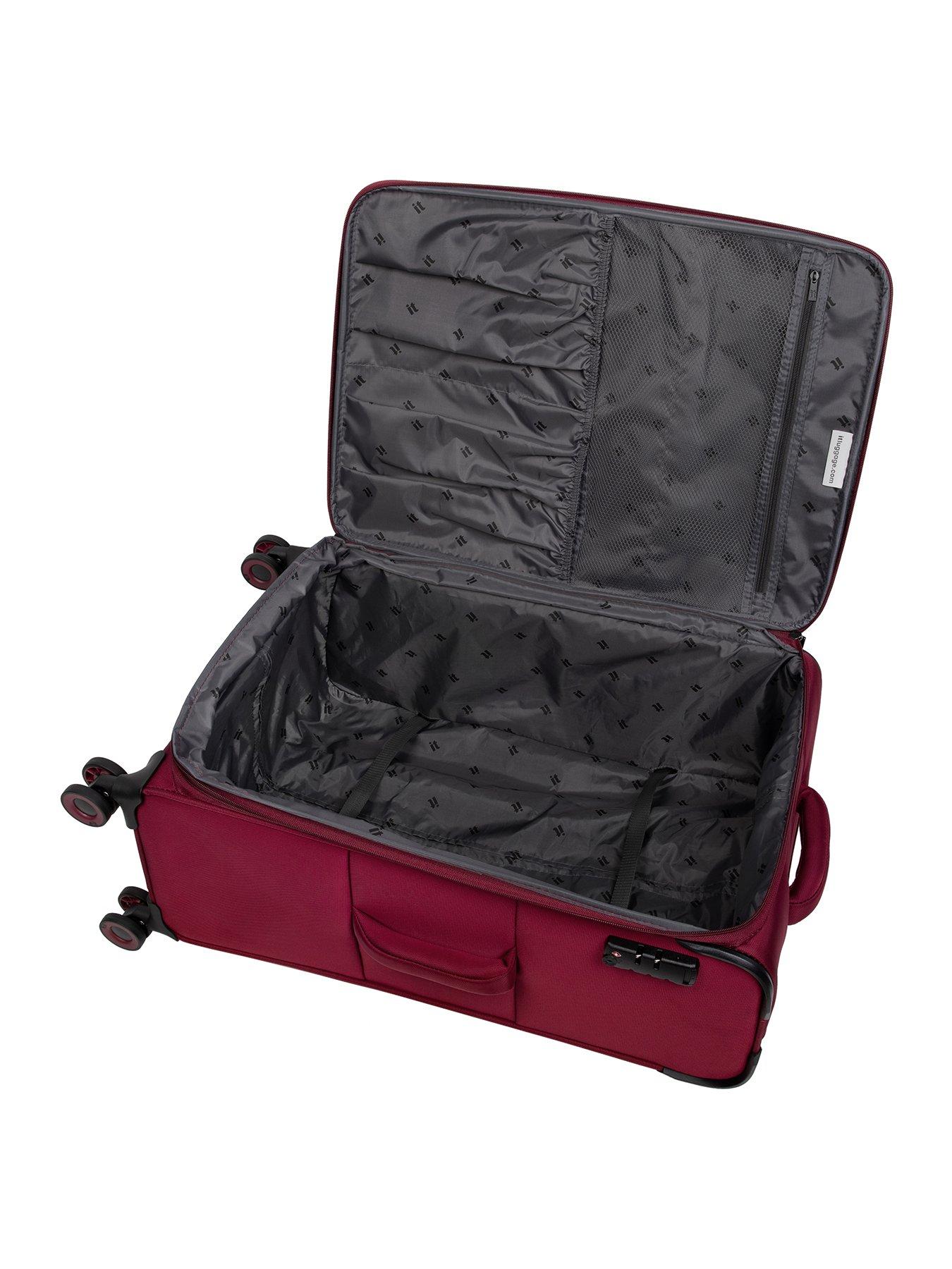 it Luggage Precursor Dark Red Cabin Expandable Soft 8 Wheel Suitcase ...