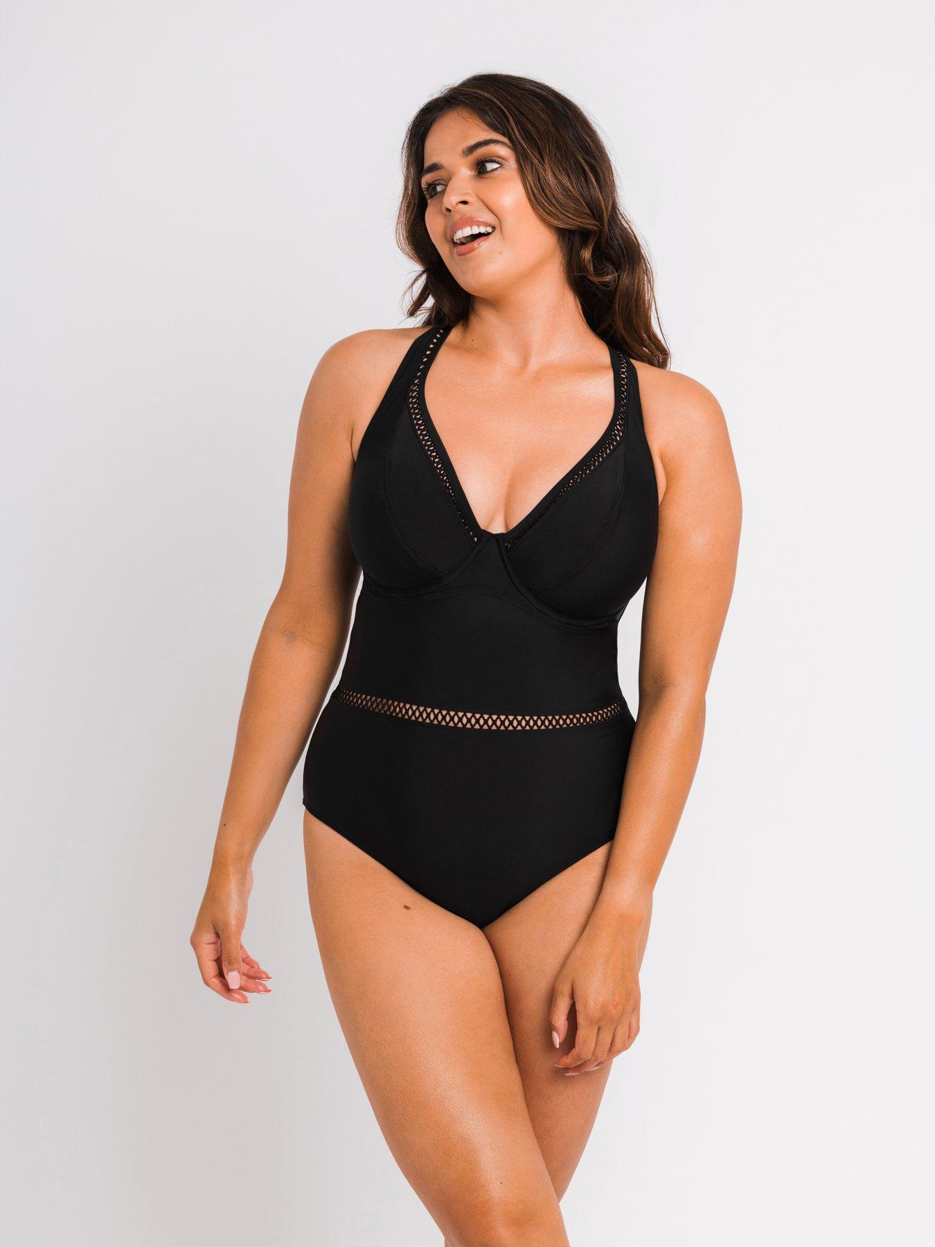 Curvy Kate Retro Sun Padded Plunge Swimsuit Olive - 32E