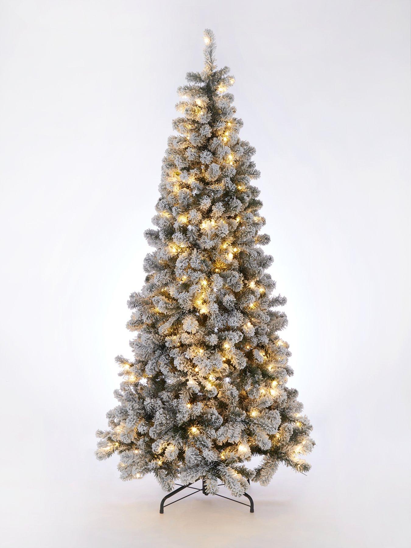 Product photograph of Very Home 7 5ft Pre-lit Slim Flocked Emperor Christmas Tree from very.co.uk