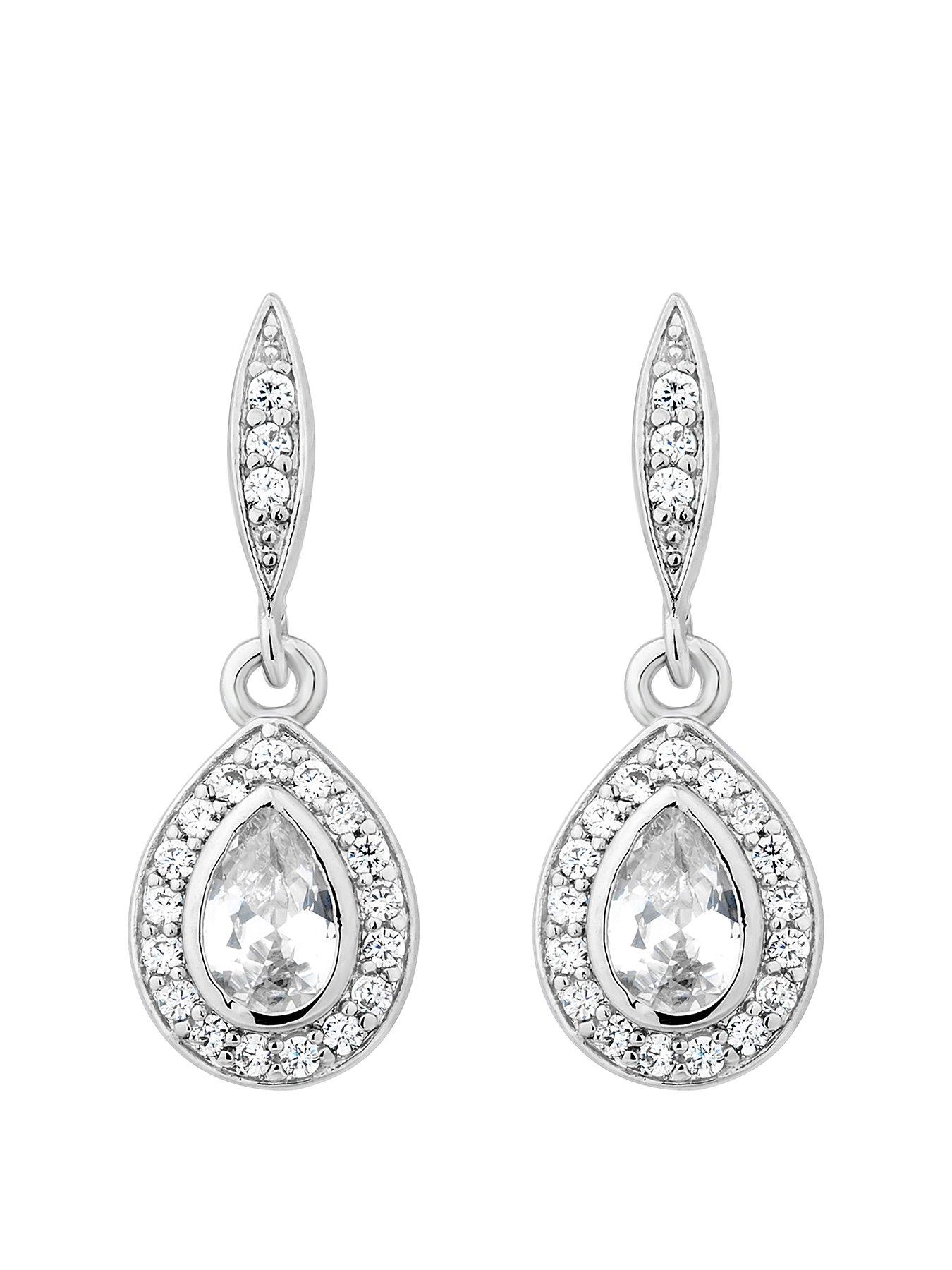 Product photograph of Jon Richard Cubic Zirconia Pear Fish Hook Earring from very.co.uk