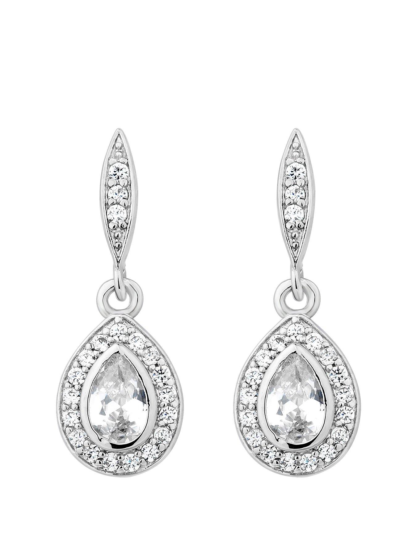 Jon Richard Cubic Zirconia Pear Fish Hook Earring | Very.co.uk