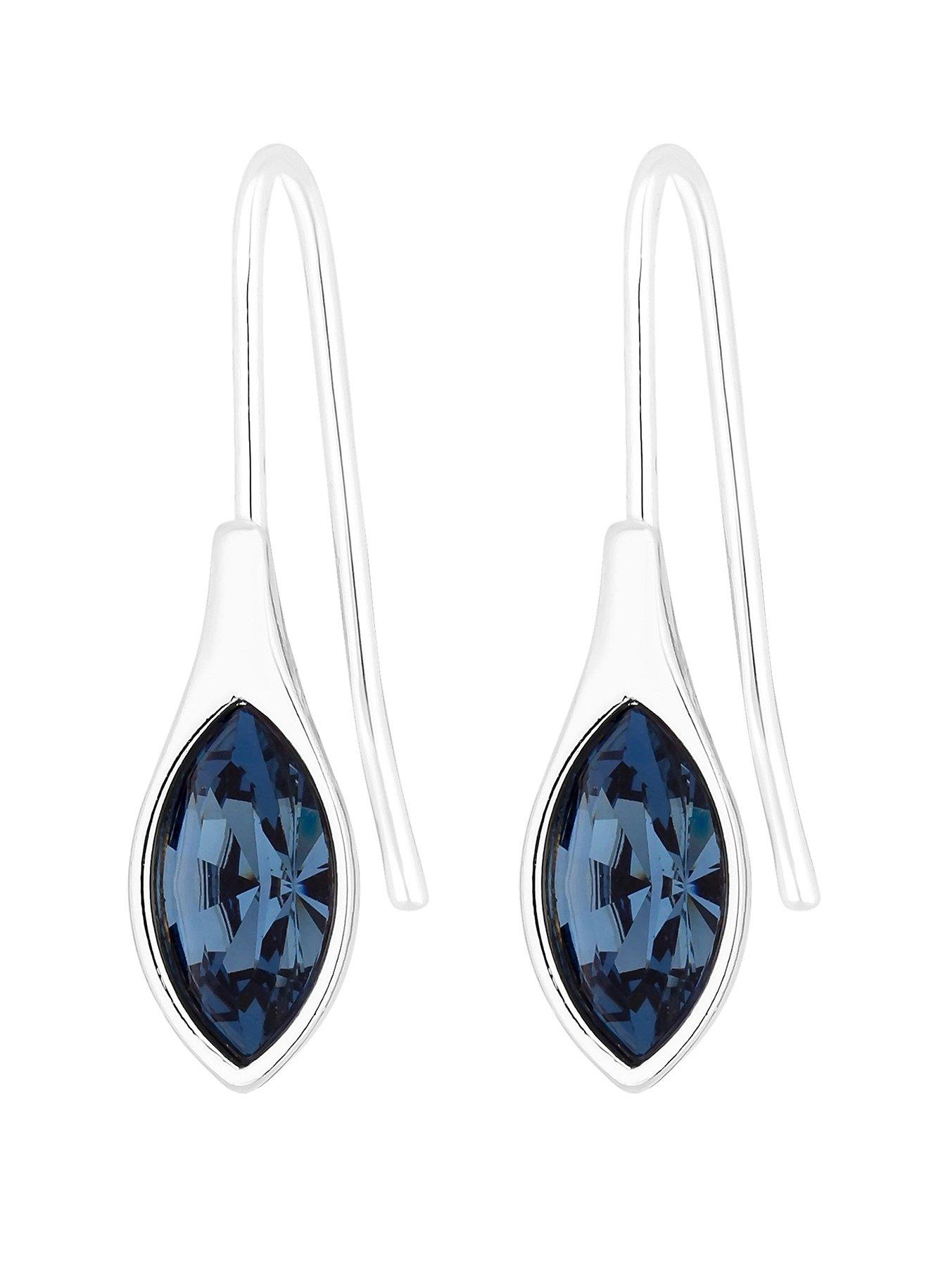 undefined Polished Denim Blue Pear Fish Hook Earrings