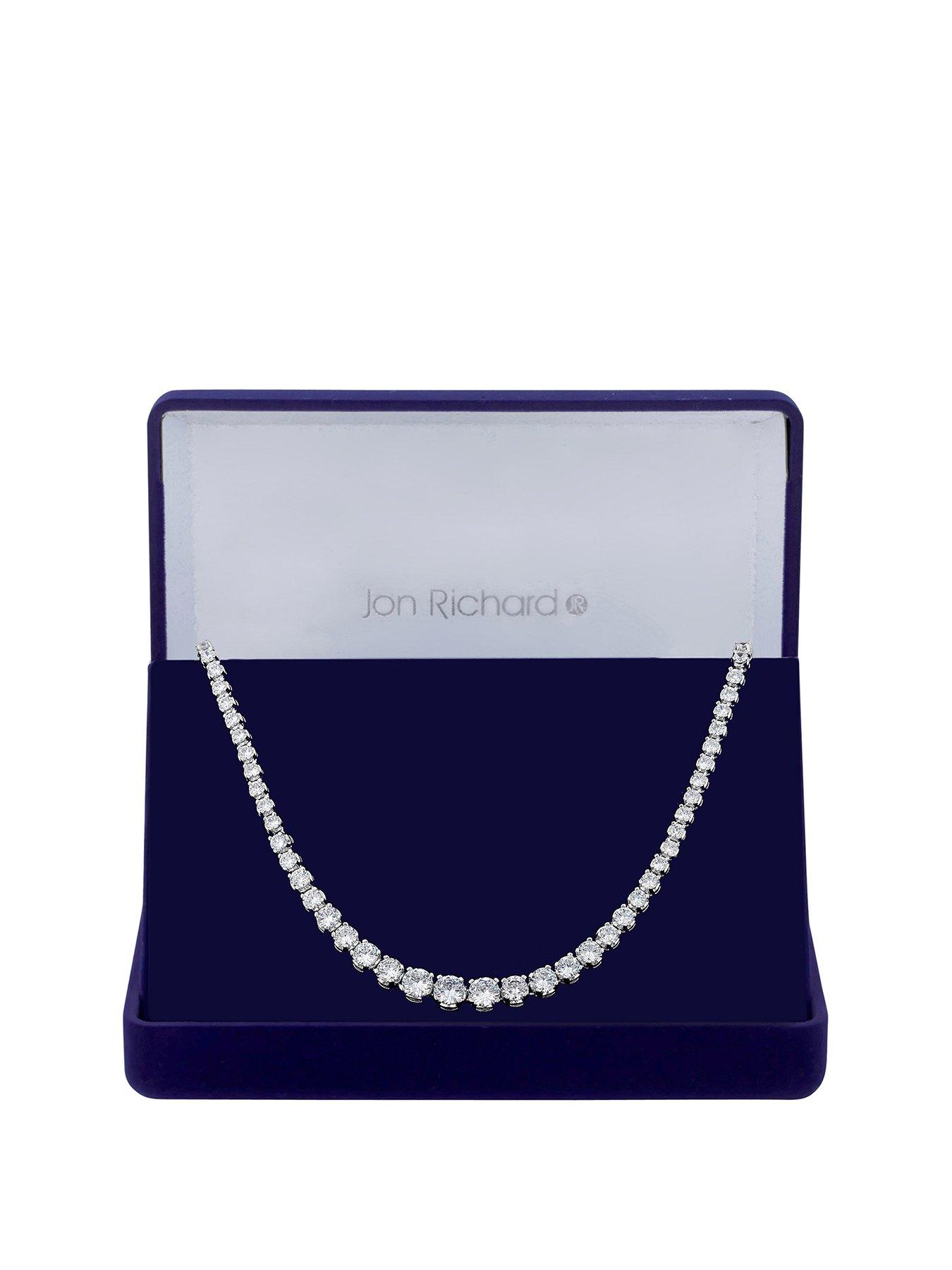 Product photograph of Jon Richard Cubic Zirconia Graduated Crystal Tennis Necklace from very.co.uk
