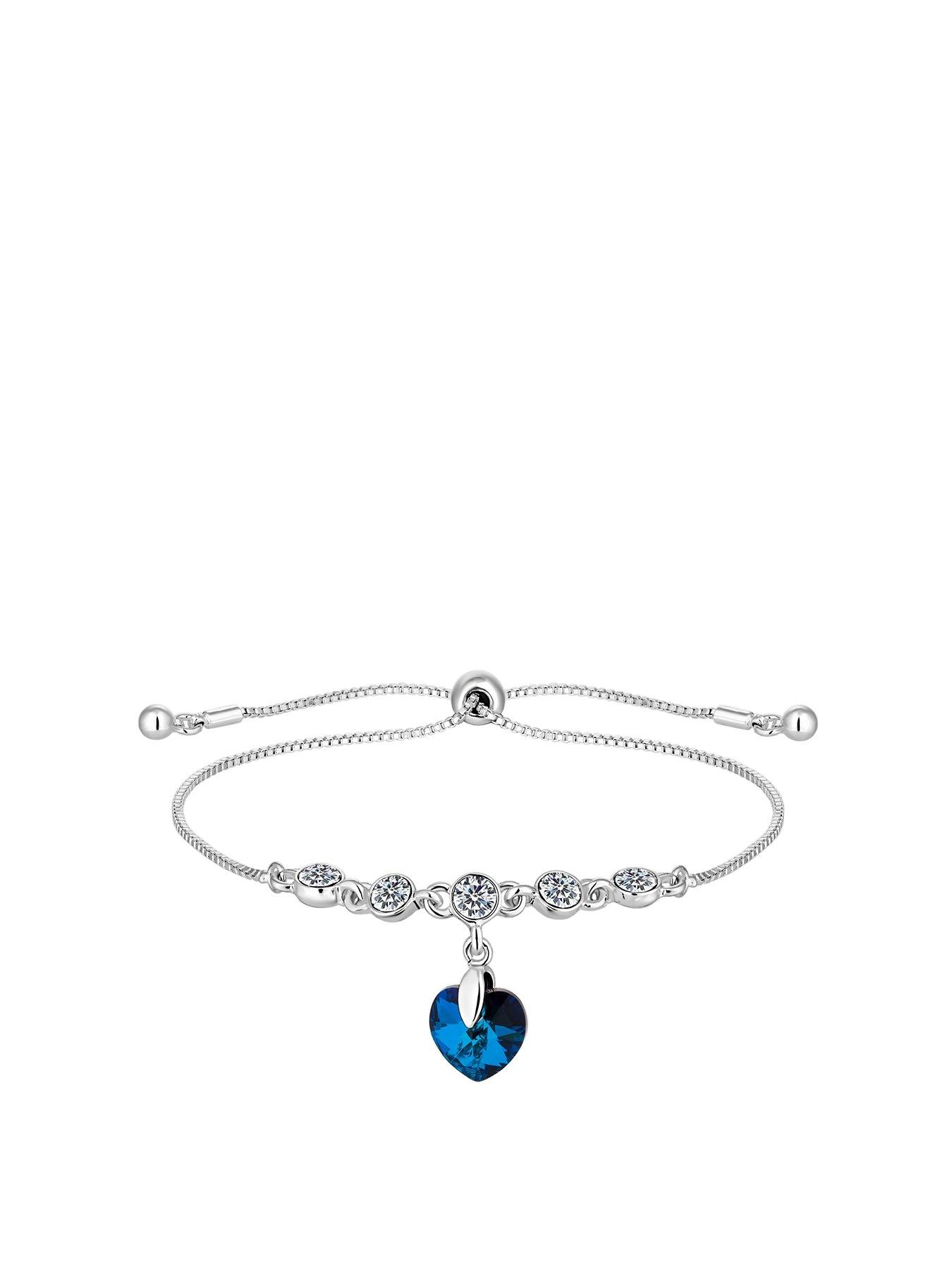 Product photograph of Jon Richard Silver Plated Crystal Bermuda Blue Heart Toggle Bracelet from very.co.uk