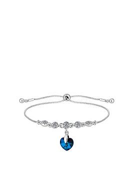 jon richard silver plated crystal bermuda blue heart toggle bracelet