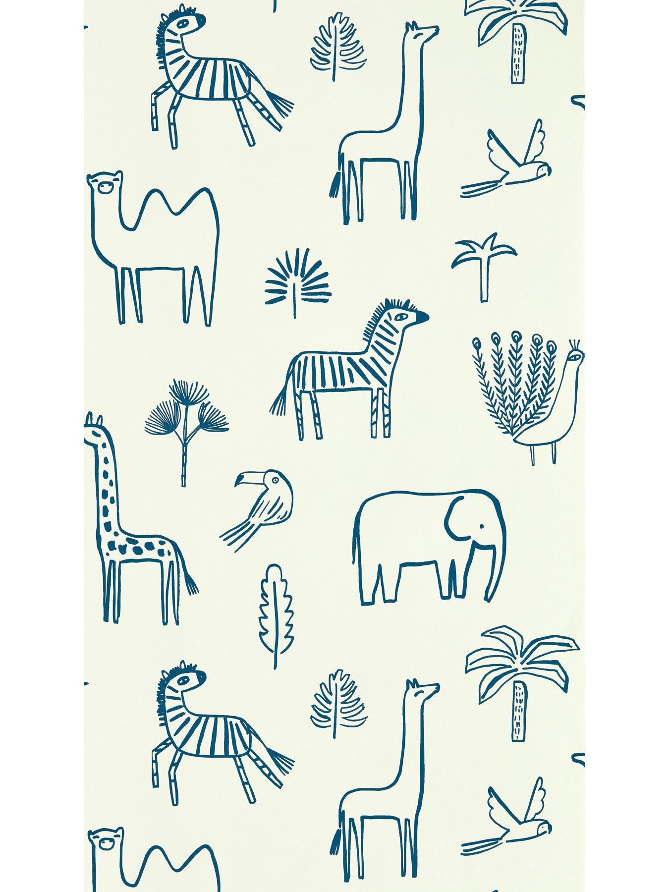 Product photograph of Harlequin Book Of Little Treasures Funky Jungle Navy Wallpaper from very.co.uk
