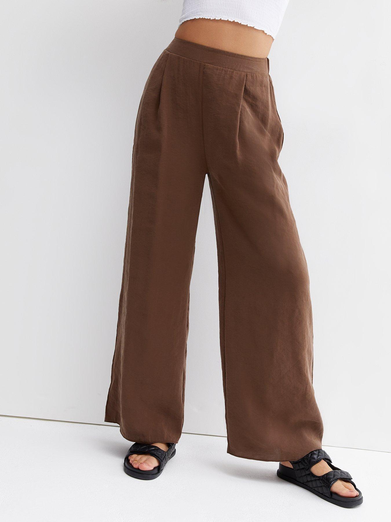 dark brown wide leg trousers