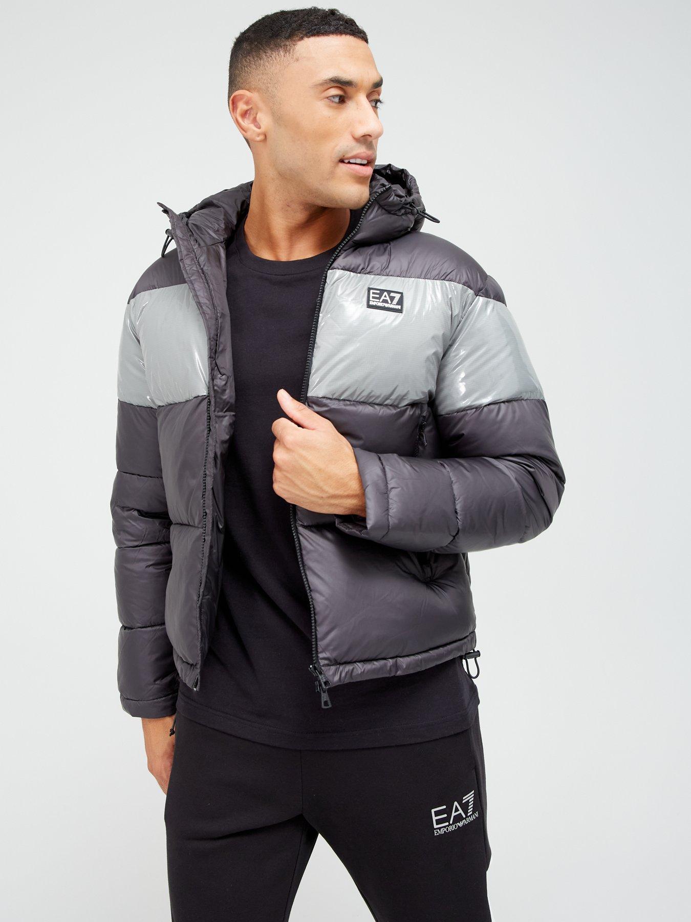 EA7 Emporio Armani Mountain Colour Block Hooded Padded Jacket - Black |  