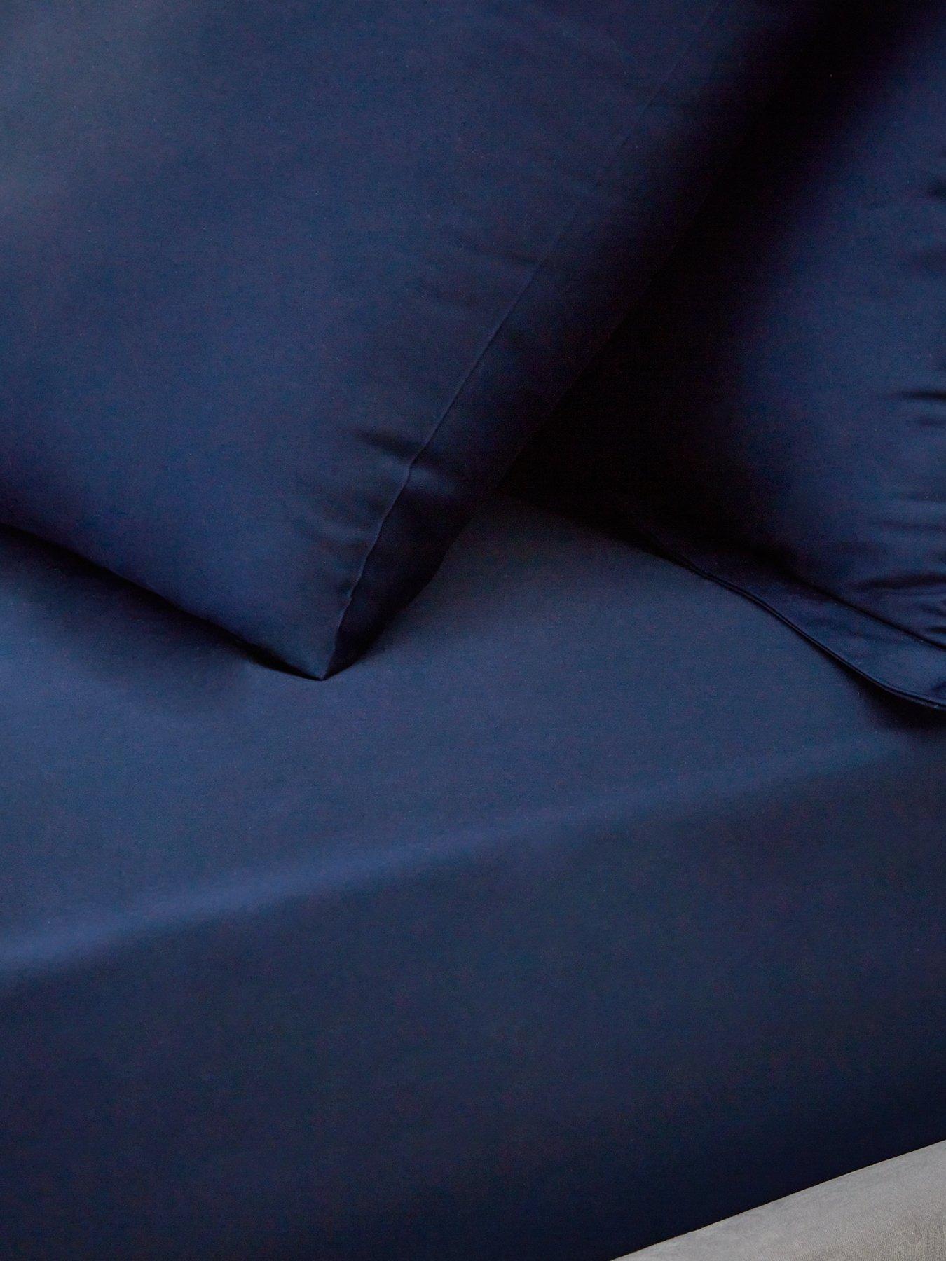 Product photograph of Hotel Collection Luxury 400 Thread Count Soft Touch Sateen 38 Cm Extra Deep Fitted Sheet - Navy from very.co.uk