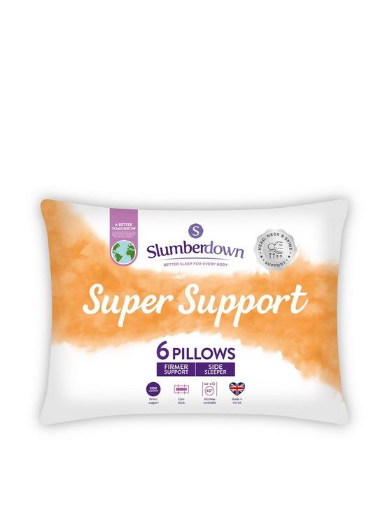 front image of slumberdown-super-support-6-pack-pillow