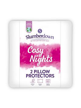 Product photograph of Slumberdown Cosy Nights 2 Pack Pillow Protector - White from very.co.uk