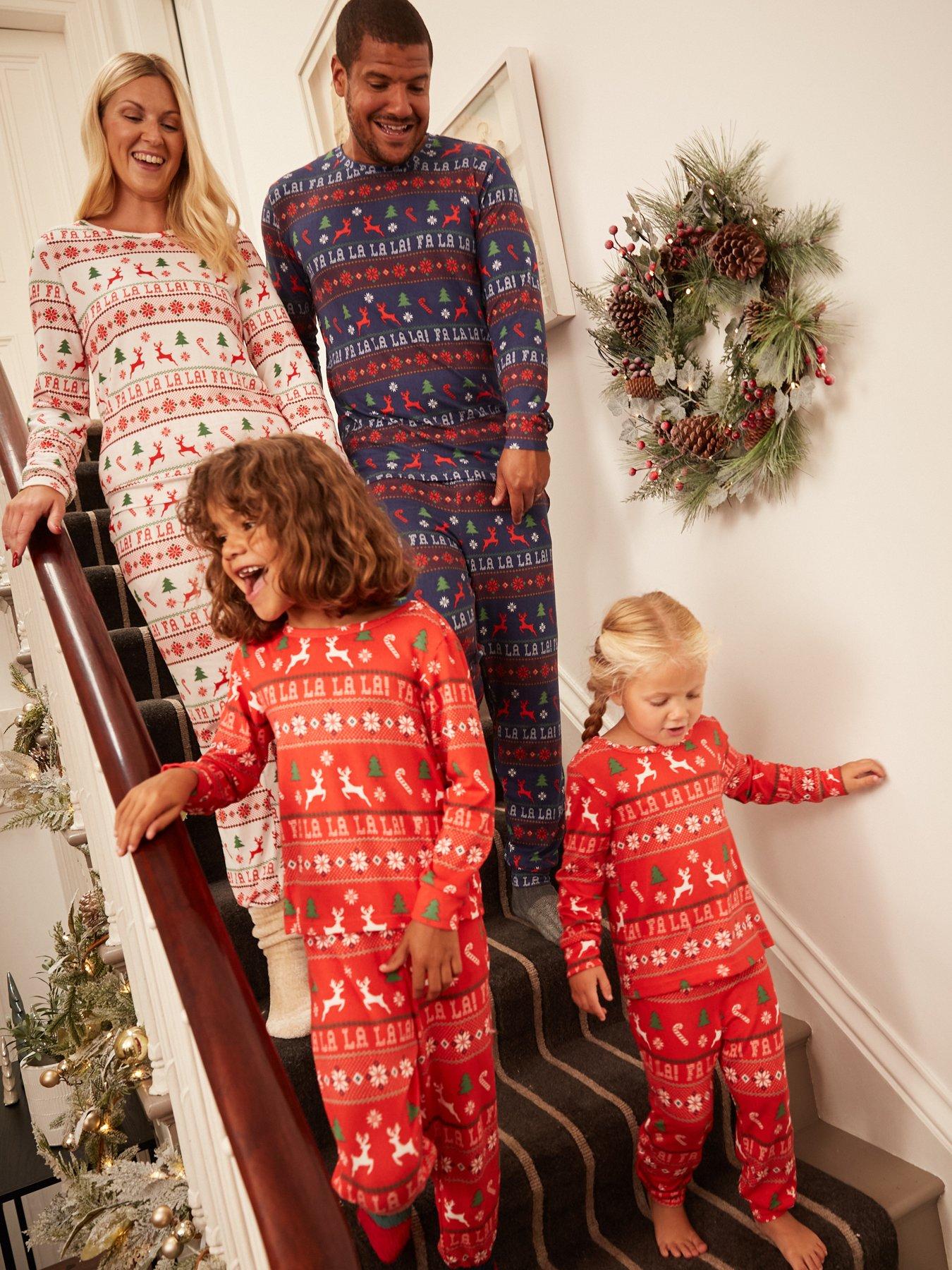 Mini V by Very Unisex Kids Fairisle Soft Touch Matching Family Christmas  Pyjamas - Multi