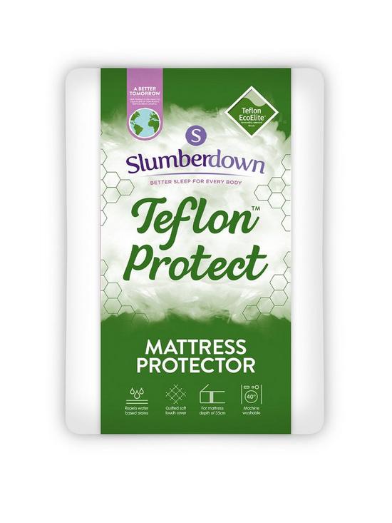 front image of slumberdown-teflon-mattress-protector-white