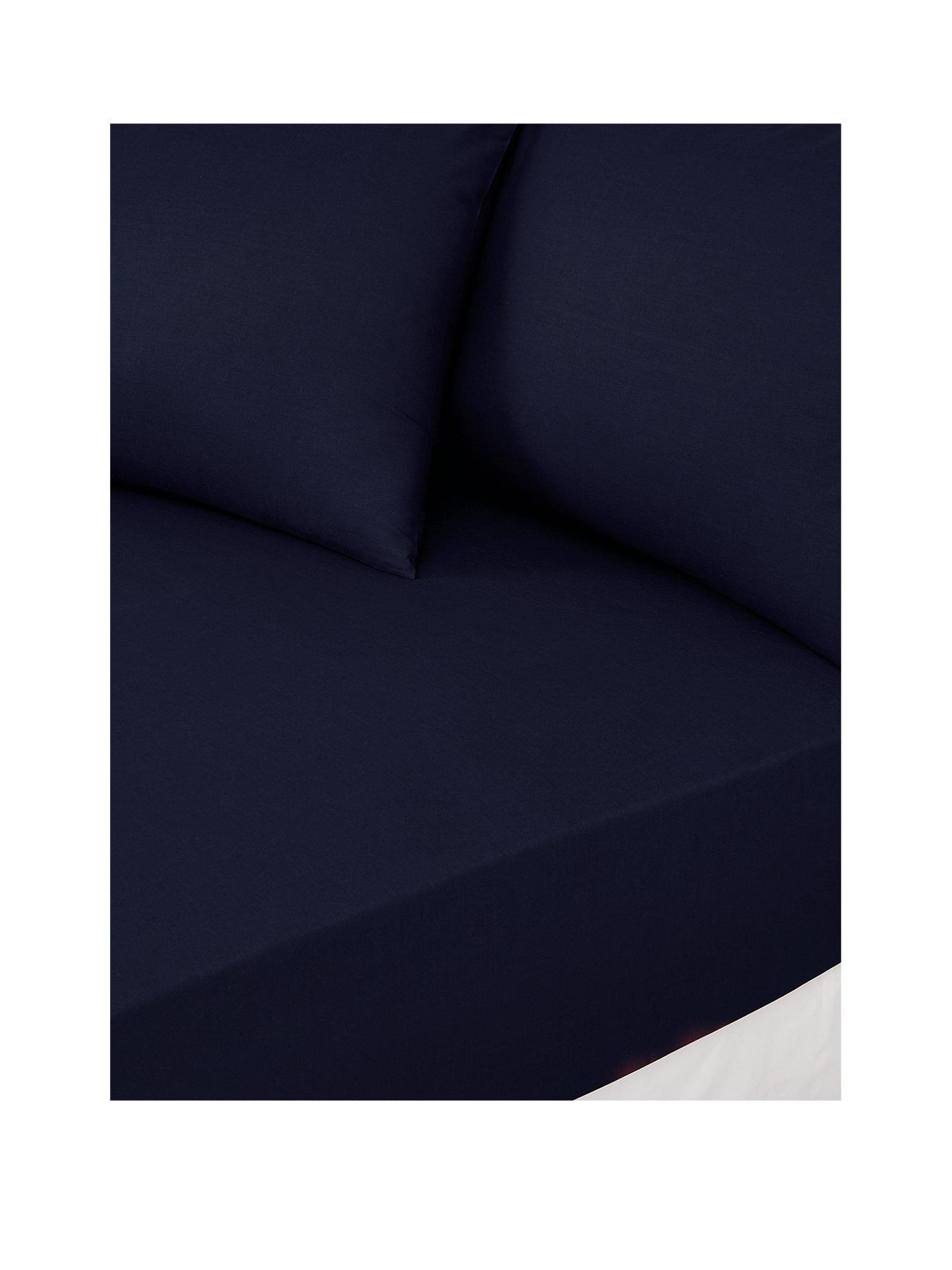 Product photograph of 180 Thread Count Percale 38 Cm Extra Deep Fitted Sheet - Navy from very.co.uk