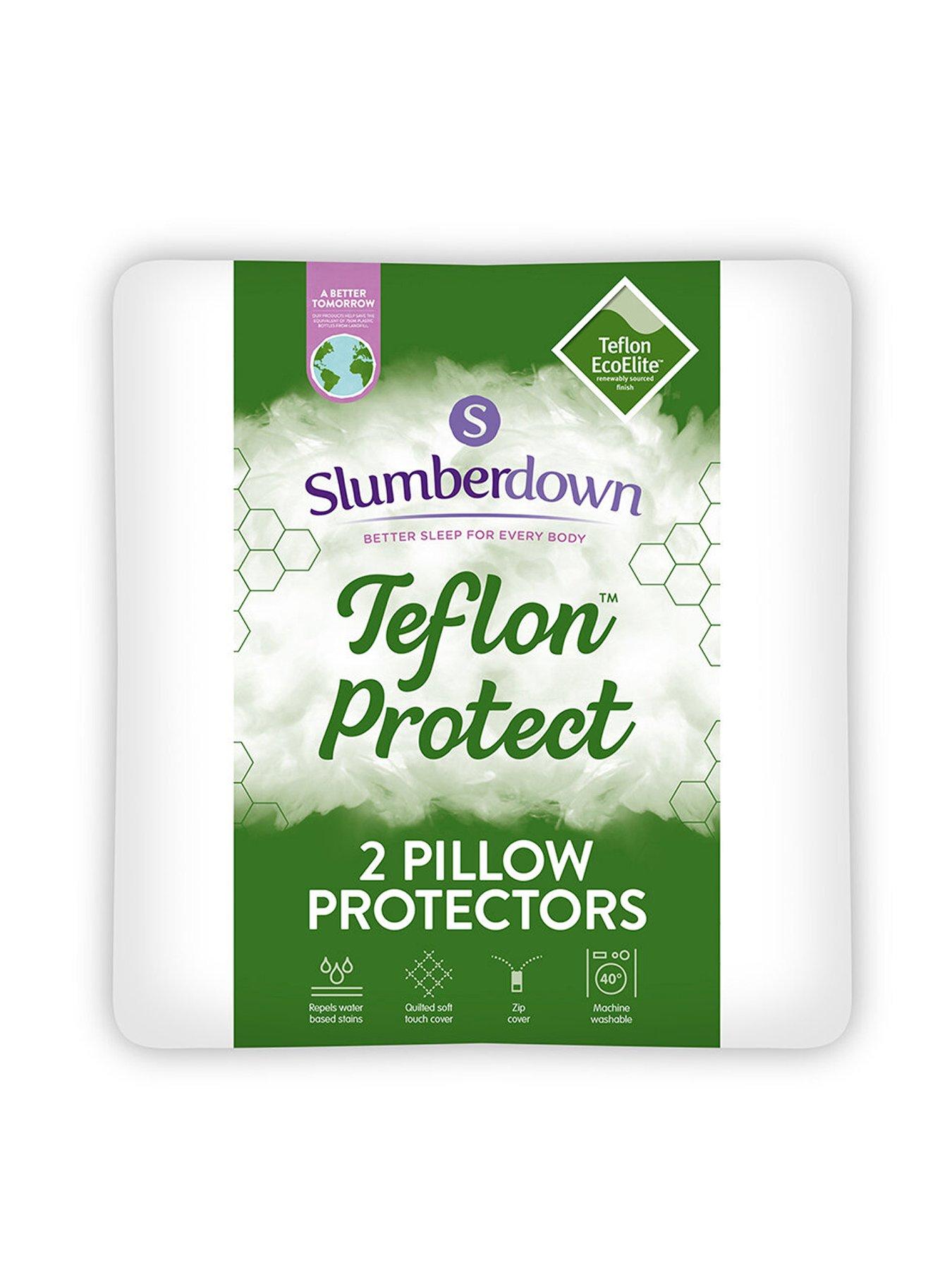 Product photograph of Slumberdown Teflon 2 Pack Pillow Protector - White from very.co.uk