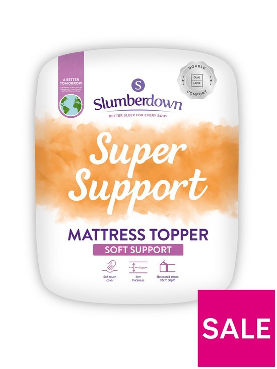 front image of slumberdown-super-support-4cm-mattress-topper-white