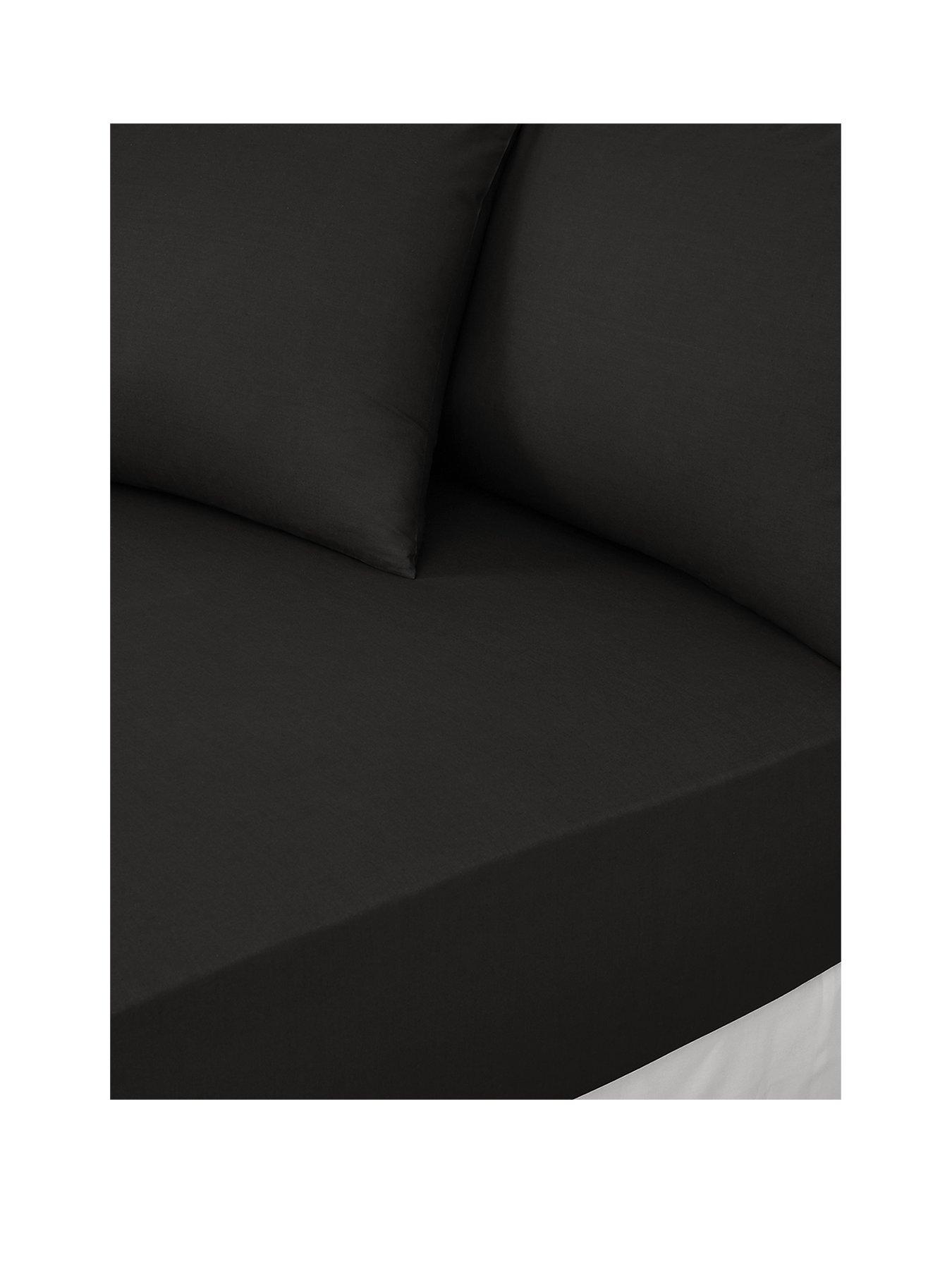 Product photograph of 180 Thread Count Percale 38 Cm Extra Deep Fitted Sheet - Black from very.co.uk