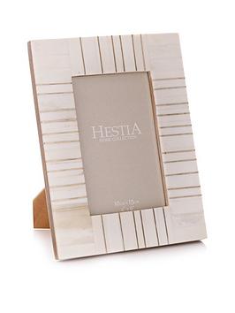Product photograph of Hestia Bone Design Brass Inlay Photo Frame - 4 X 6 from very.co.uk
