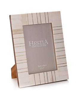Product photograph of Hestia Bone Design Brass Inlay Photo Frame Ndash 5 X 7 Inch from very.co.uk