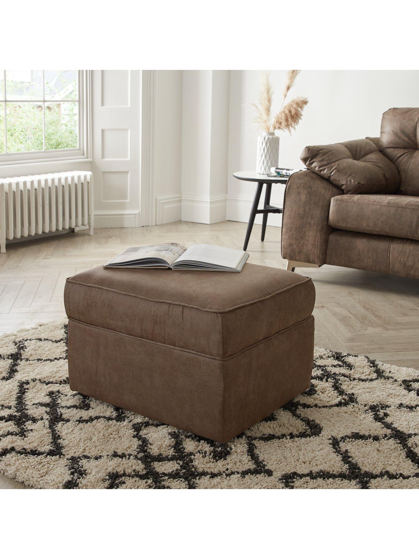 Product photograph of Very Home Bilboa Fabric Storage Footstool from very.co.uk