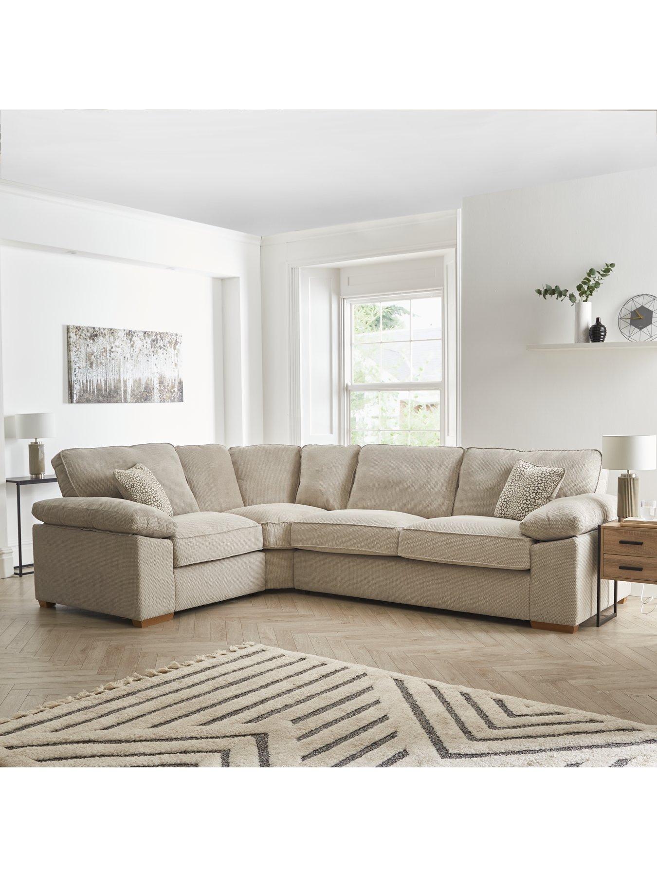 Beige left hand corner shop sofa