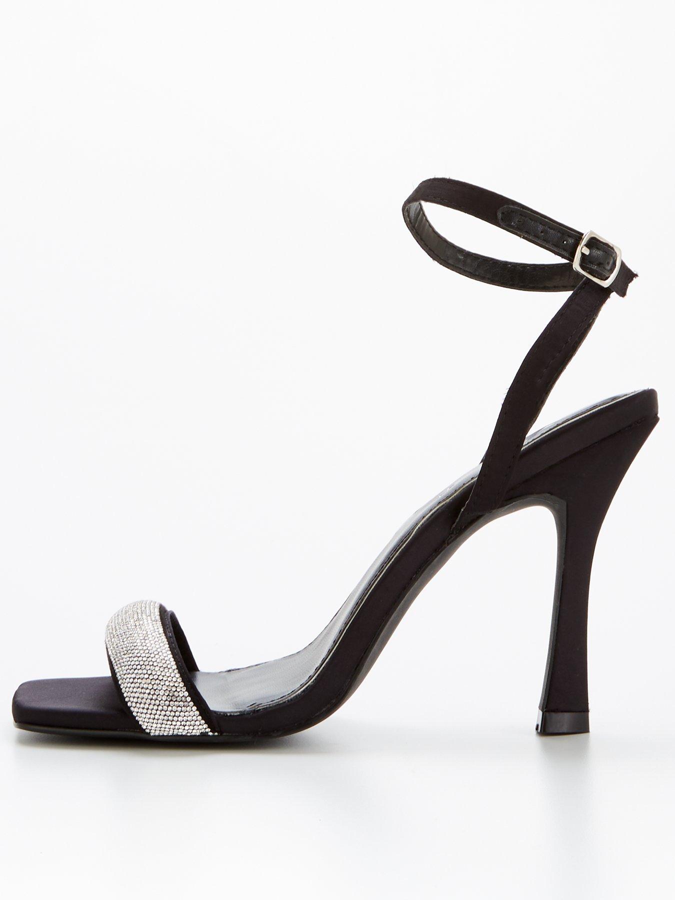 Dark silver sale heeled sandals