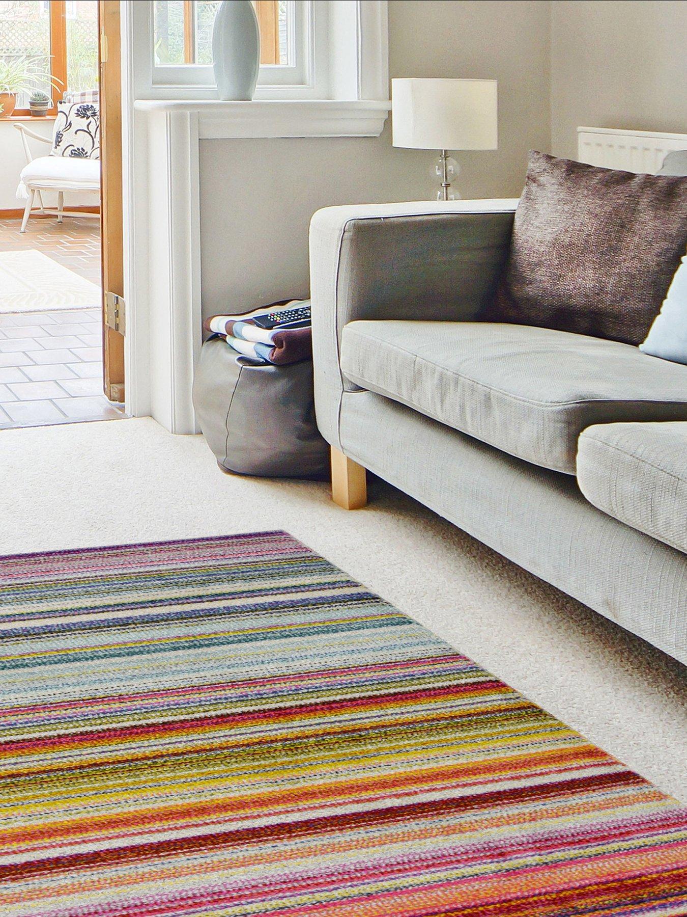 Villa Multicoloured Stripe Rug - Multi