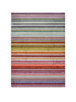 Product photograph of Villa Multicoloured Stripe Rug from very.co.uk