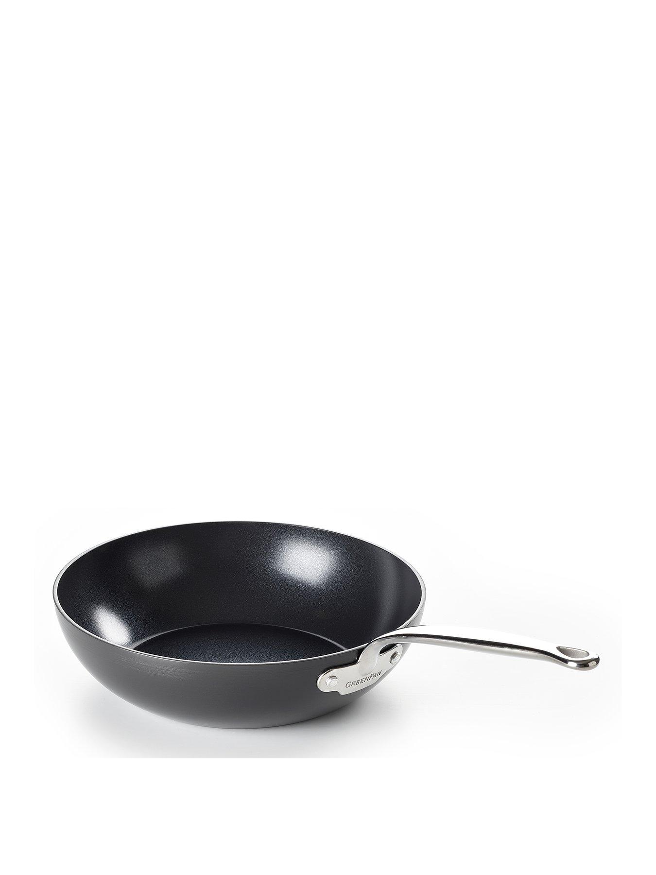 Product photograph of Greenpan Barcelona Black Ceramic Non-stick 28cm Wok from very.co.uk