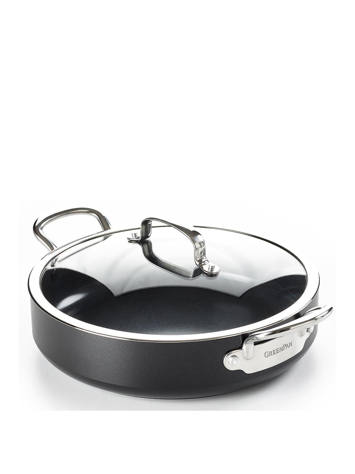 Product photograph of Greenpan Barcelona Black Ceramic Non-stick 30cm 4 8 Litres Skillet With Lid from very.co.uk