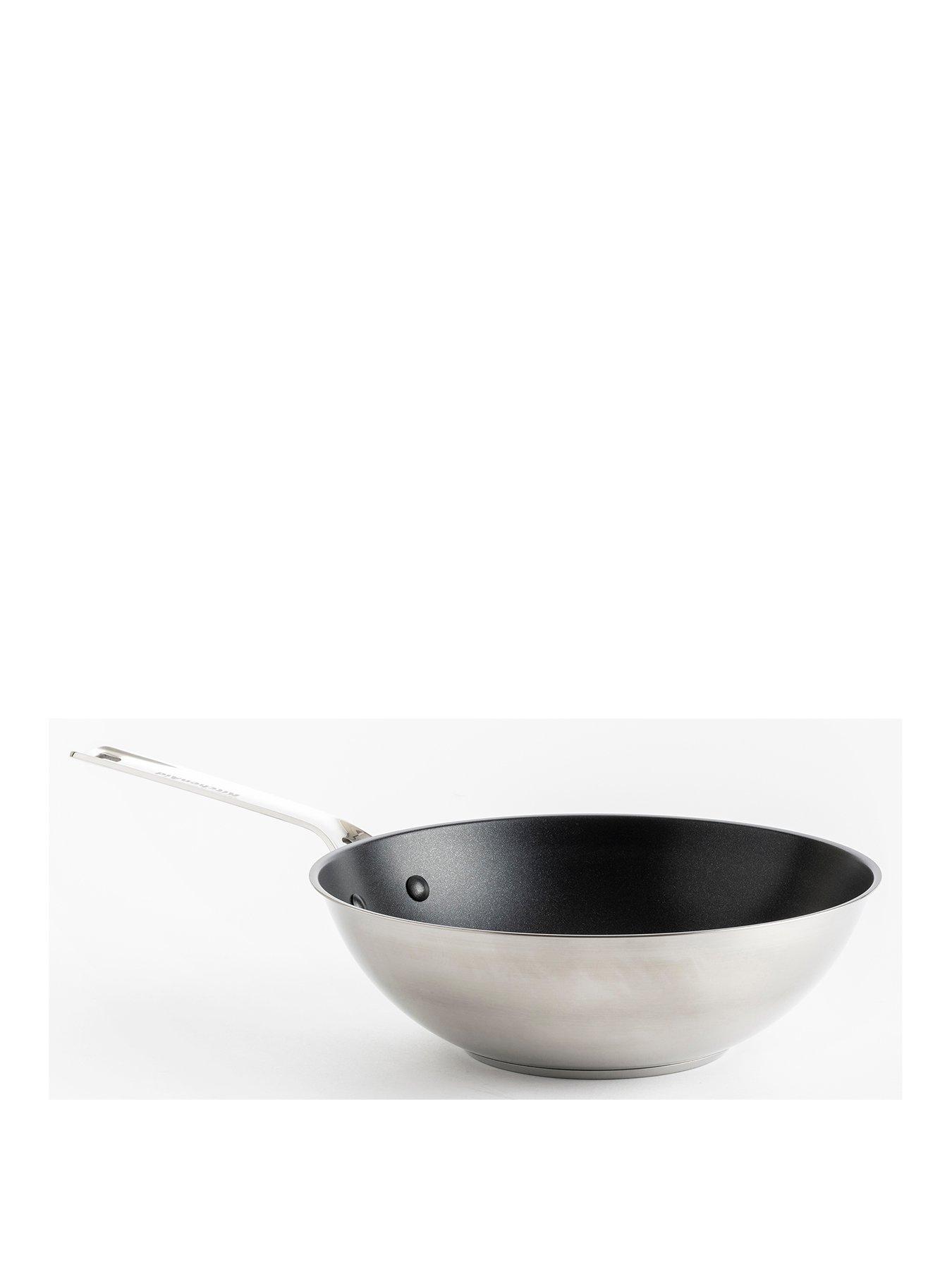 Product photograph of Kitchenaid Stainless Steel Non-stick 28cm 3 6 Litre Wok from very.co.uk