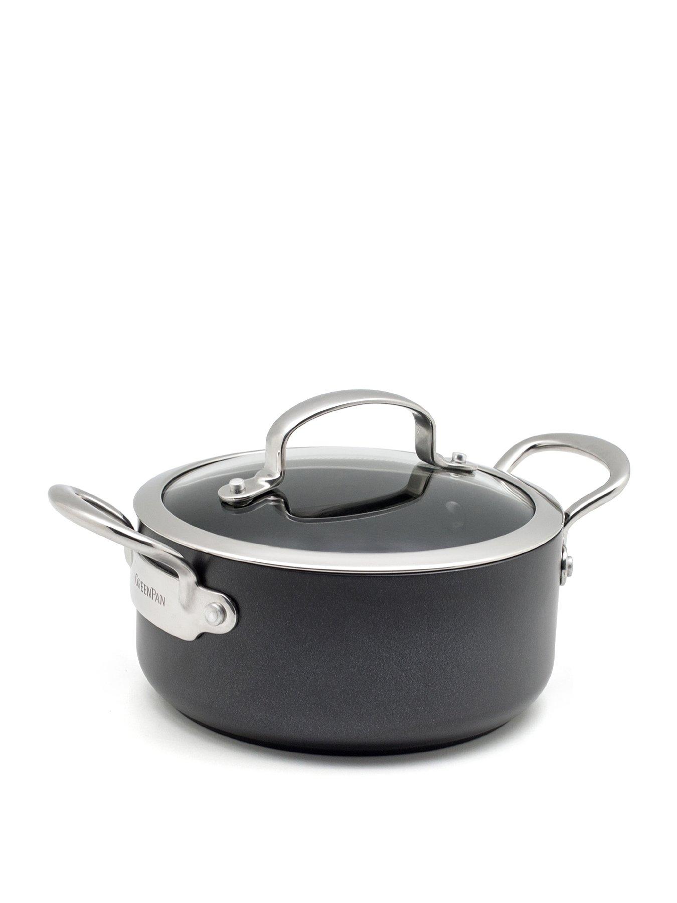 Product photograph of Greenpan Barcelona Black Ceramic Non-stick 18cm 2 1 Litres Casserole With Lid from very.co.uk
