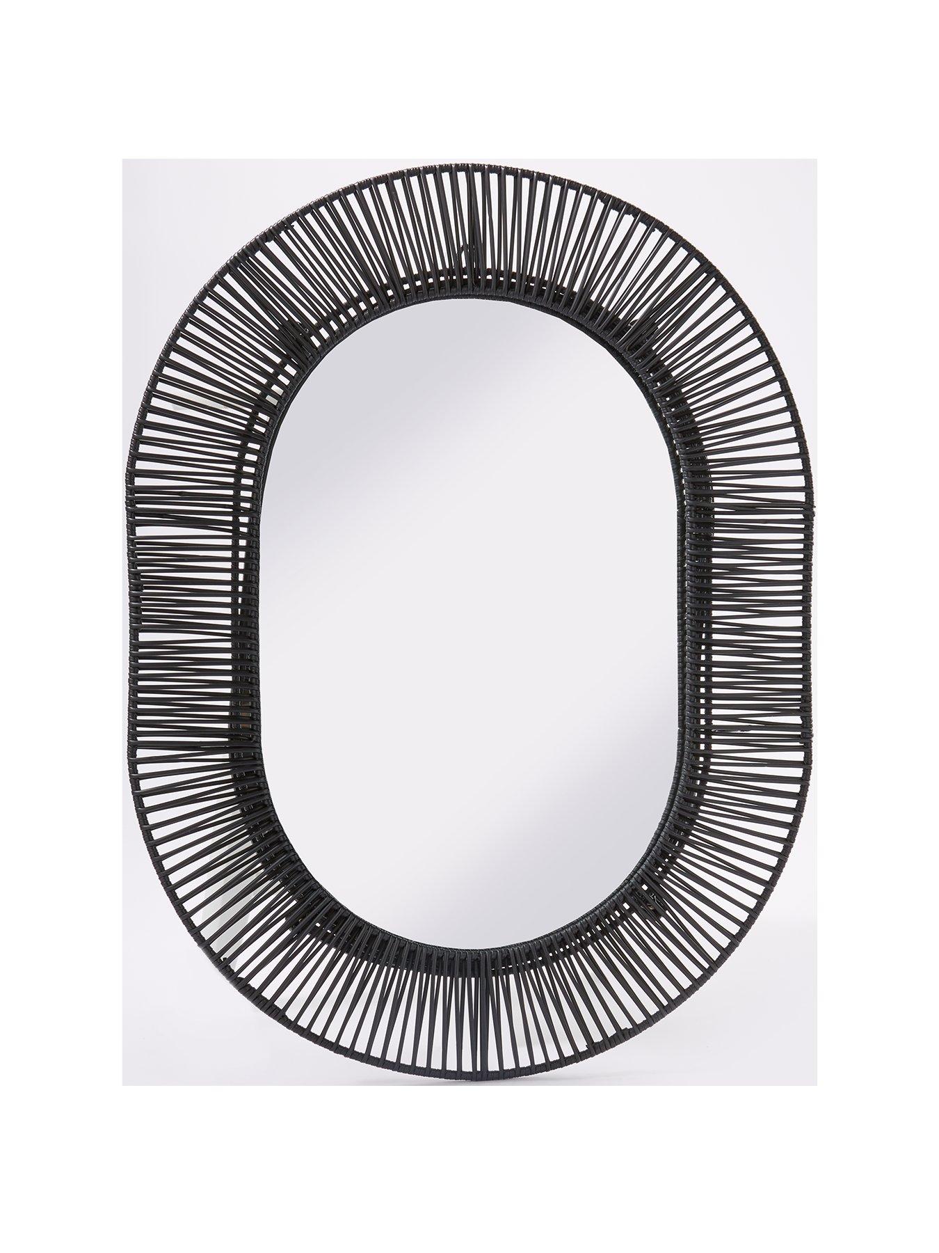 Product photograph of Black Poly Rattan Mirror from very.co.uk