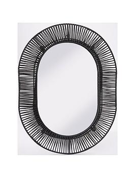 Product photograph of Very Home Black Poly Rattan Mirror from very.co.uk