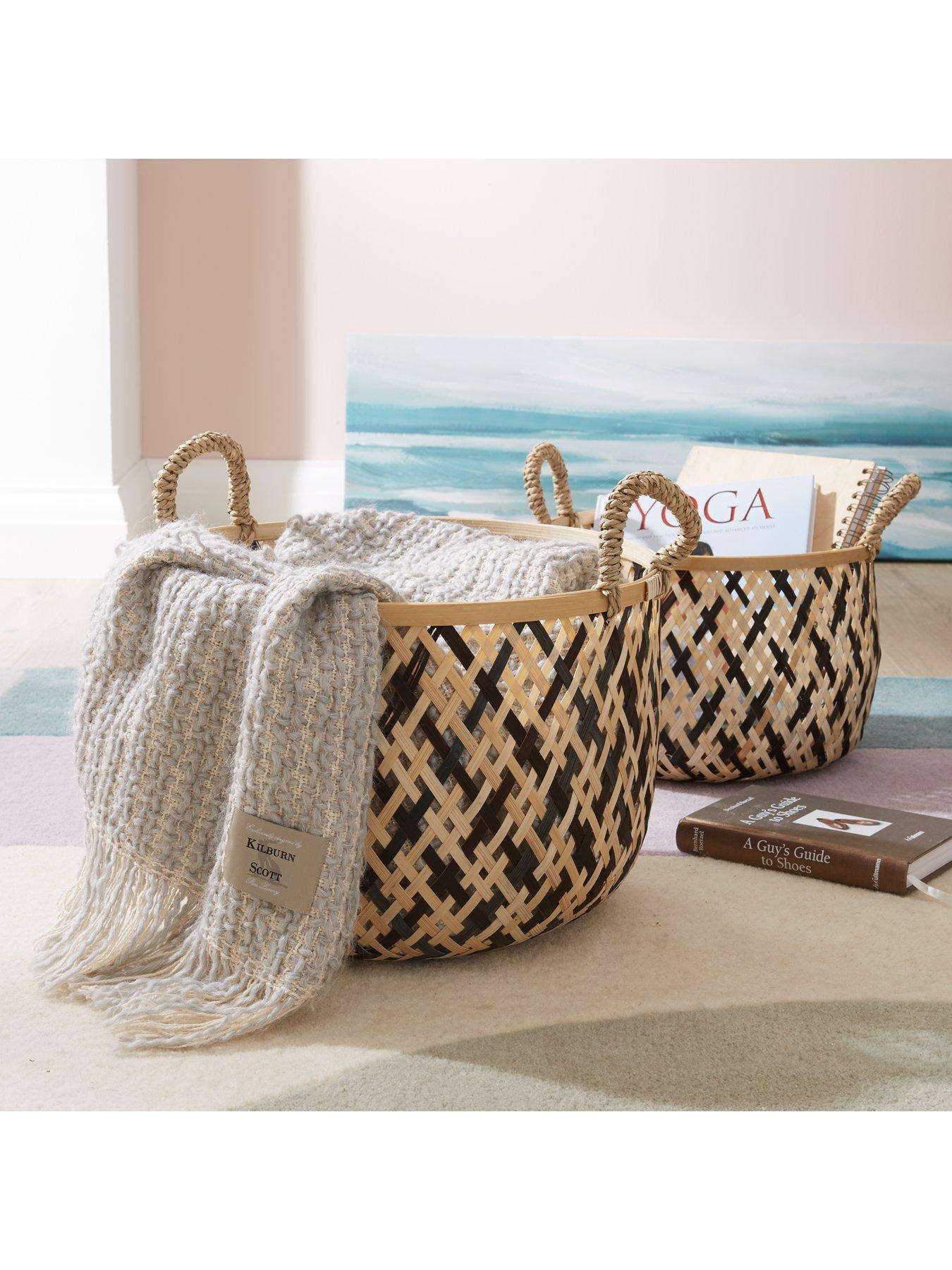 Bamboo blanket basket sale