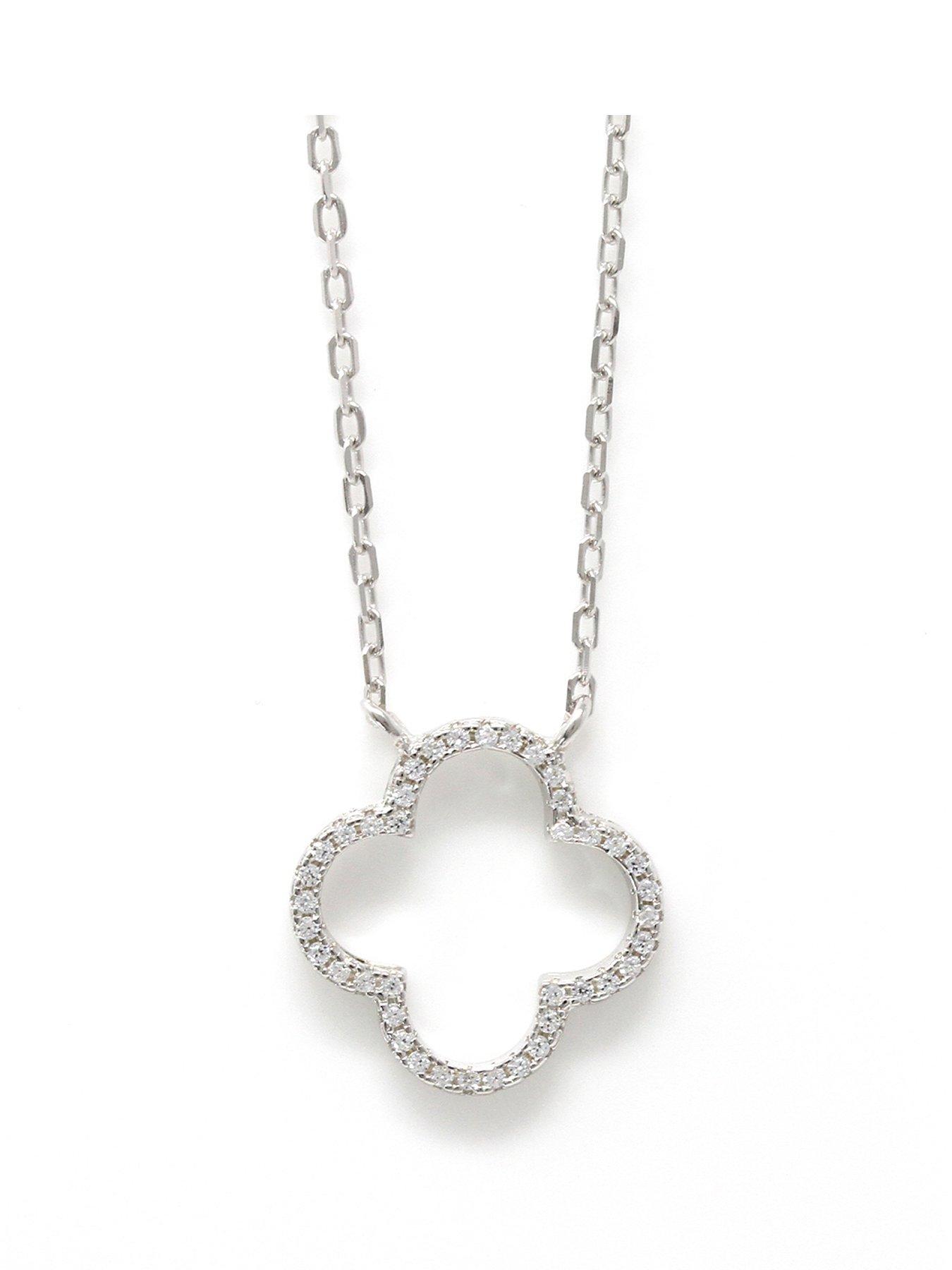 Product photograph of Say It With Love Flower Necklace - Sterling Silver from very.co.uk