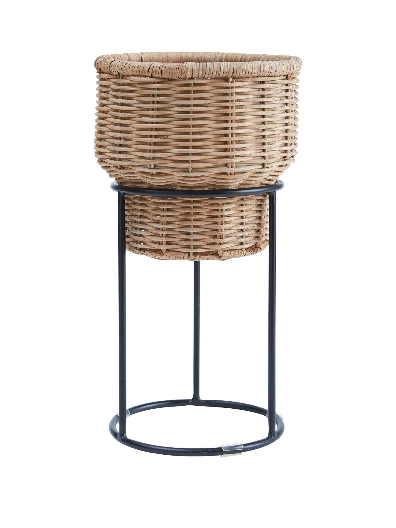 Product photograph of Very Home Rattan Planter On Metal Stand from very.co.uk