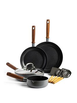 Product photograph of Greenpan Mayflower Pro 9-piece Ceramic Non-stick Induction Pan Set from very.co.uk
